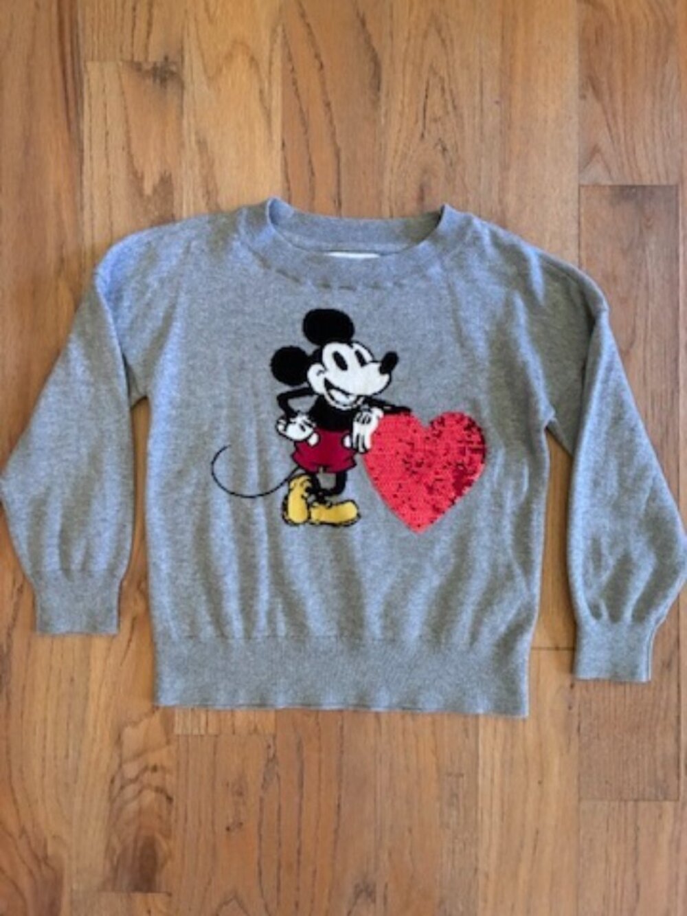 Gap Kids Disney Mickey Mouse Sequin Heart Sweater Small 6–7
